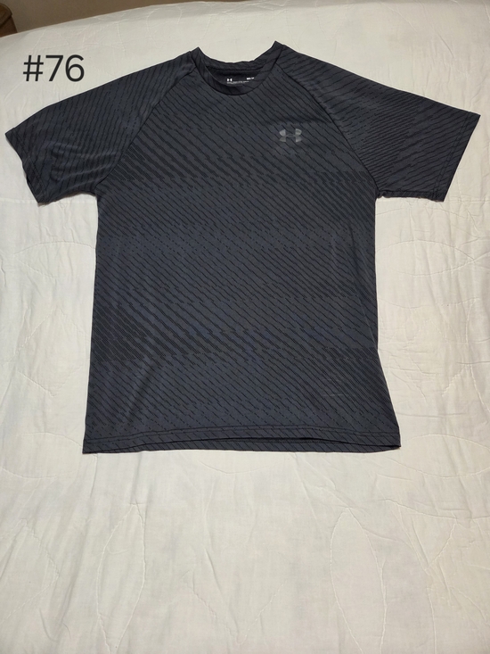 Under Armour Other - Under Armour HeatGear Men's Size M Gray Diagonal Stripe Performance Tech Tee